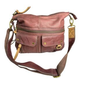 FOSSIL Morgan Brownish Burgundy Leather Shoulder/Crossbody Traveler Purse Bag